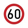 Naklejka laminowana limit prędkości 60 km/h- czerwona obwódka