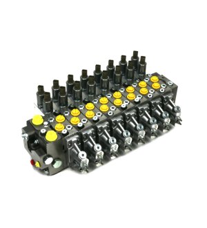 Rozdzielacz 8 sekcyjny (80/80.80/80.80/80.40/40.40/40.40/40.65/65.65/65) 120 l/min. prop. LS. opcja dźwigni. 12VDC