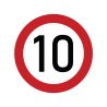 Naklejka laminowana limit prędkości 10 km/h- czerwona obwódka