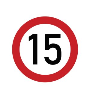 Naklejka laminowana limit prędkości 15 km/h- czerwona obwódka