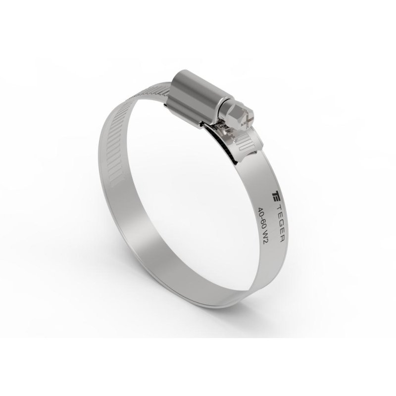 Opaska zaciskowa wzmocniona 40-60 ślimakowa (obejma W2 - stal nierdzewna) szerkość 12mm TEGER ( sprzedawane po 50 )