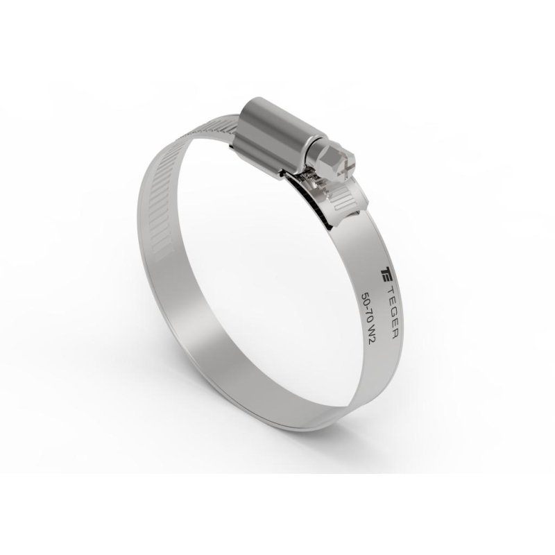 Opaska zaciskowa wzmocniona 50-70 ślimakowa (obejma W2 - stal nierdzewna) szerkość 12mm TEGER ( sprzedawane po 25 )