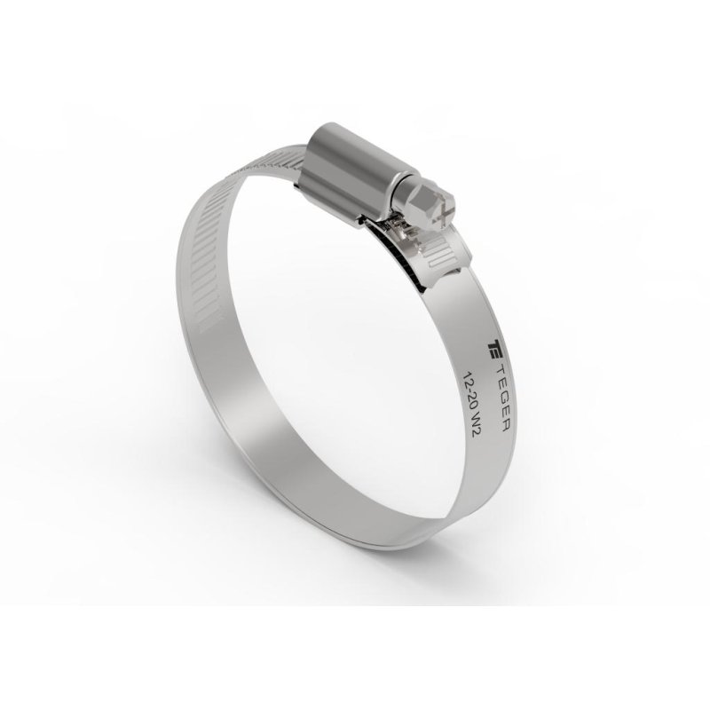 Opaska zaciskowa wzmocniona 12-20 ślimakowa (obejma W2 - stal nierdzewna) szerkość 12mm (blister) TEGER ( sprzedawane po 10 )