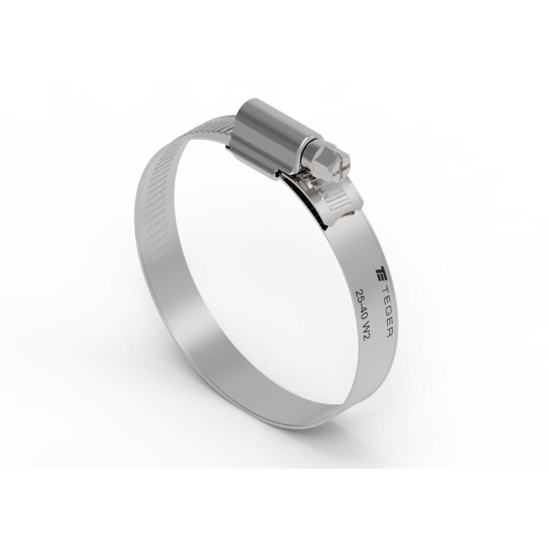Opaska zaciskowa wzmocniona 25-40 ślimakowa (obejma W2 - stal nierdzewna) szerkość 12mm (blister) TEGER ( sprzedawane po 10 )