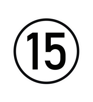 Naklejka laminowana limit prędkości v2 15 km/h- czarna obwódka