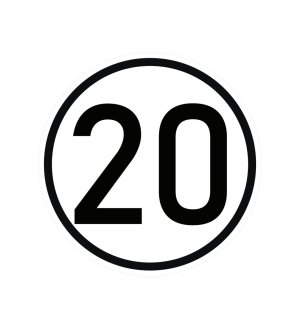 Naklejka laminowana limit prędkości v2 20 km/h- czarna obwódka