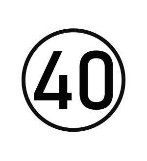 Naklejka laminowana limit prędkości v2 40 km/h- czarna obwódka