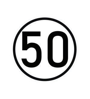 Naklejka laminowana limit prędkości v2 50 km/h- czarna obwódka
