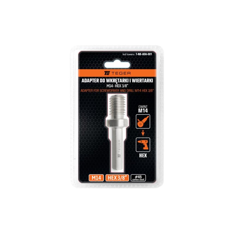 Adapter do wkrętarki i wiertarki M14 HEX 3/8" / TEGER