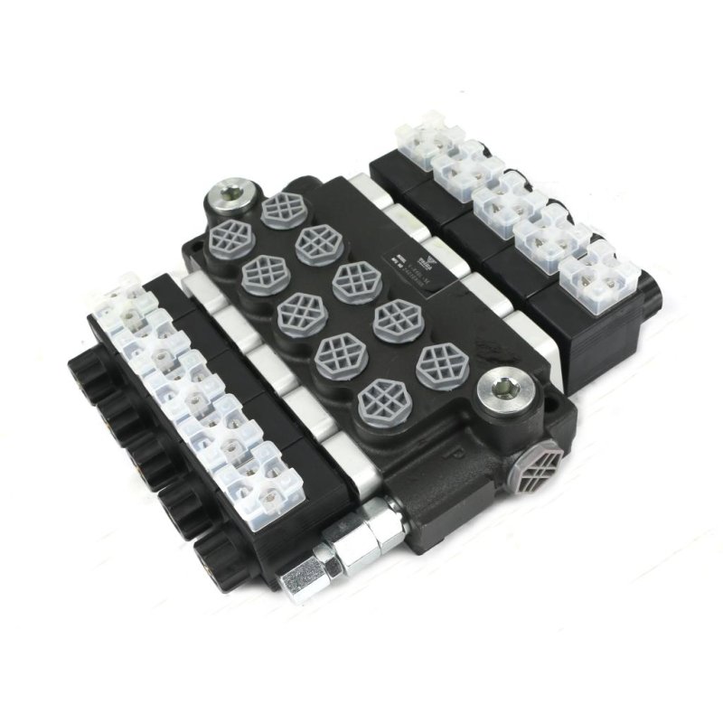 Rozdzielacz hydrauliczny 5-sekcyjny sterowany elektrycznie 12V 40L VOIMA