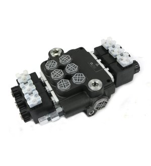 Rozdzielacz hydrauliczny 3-sekcyjny sterowany elektrycznie 12V 80L VOIMA