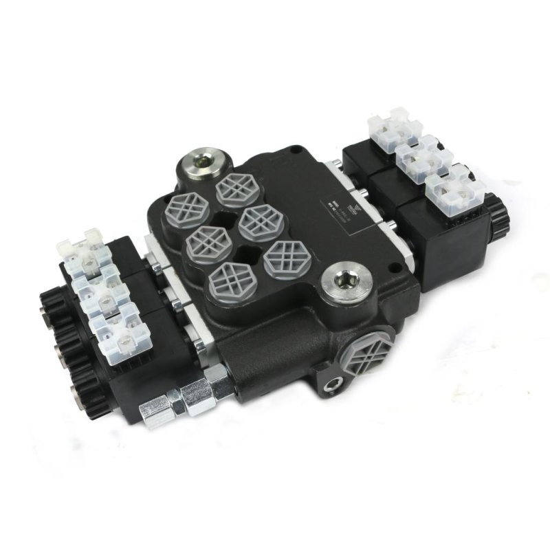 Rozdzielacz hydrauliczny 3-sekcyjny sterowany elektrycznie 12V 80L VOIMA