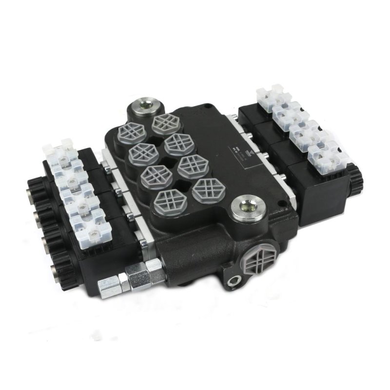 Rozdzielacz hydrauliczny 4-sekcyjny sterowany elektrycznie 12V 80L VOIMA