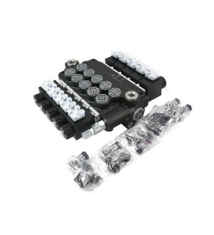 Rozdzielacz hydrauliczny 5-sekcyjny sterowany elektrycznie 12V 80L VOIMA