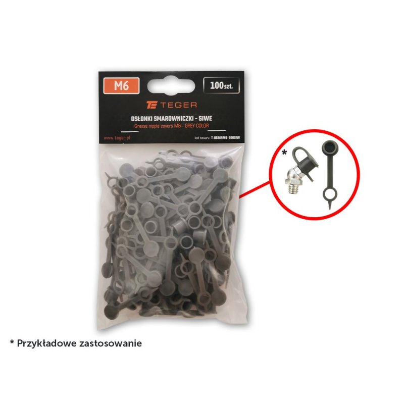 Zestaw osłonek smarowniczki M6 kolor siwy TEGER (sprzedawane po 100szt.)