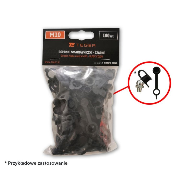 Zestaw osłonek smarowniczki M10 kolor czarny TEGER (sprzedawane po 100szt.)