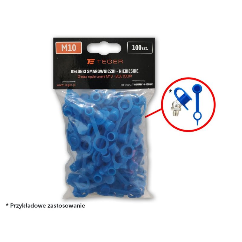 Zestaw osłonek smarowniczki M10 kolor niebieski TEGER (sprzedawane po 100szt.)