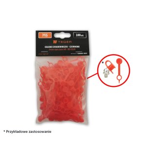 Zestaw osłonek smarowniczki M6 kolor czerwony TEGER (sprzedawane po 100szt.)