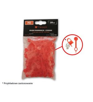 Zestaw osłonek smarowniczki M8 kolor czerwony TEGER (sprzedawane po 100szt.)