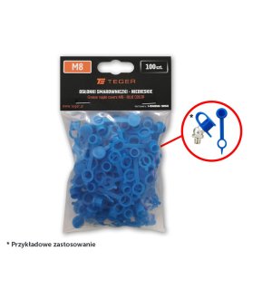 Zestaw osłonek smarowniczki M8 kolor niebieski TEGER (sprzedawane po 100szt.)