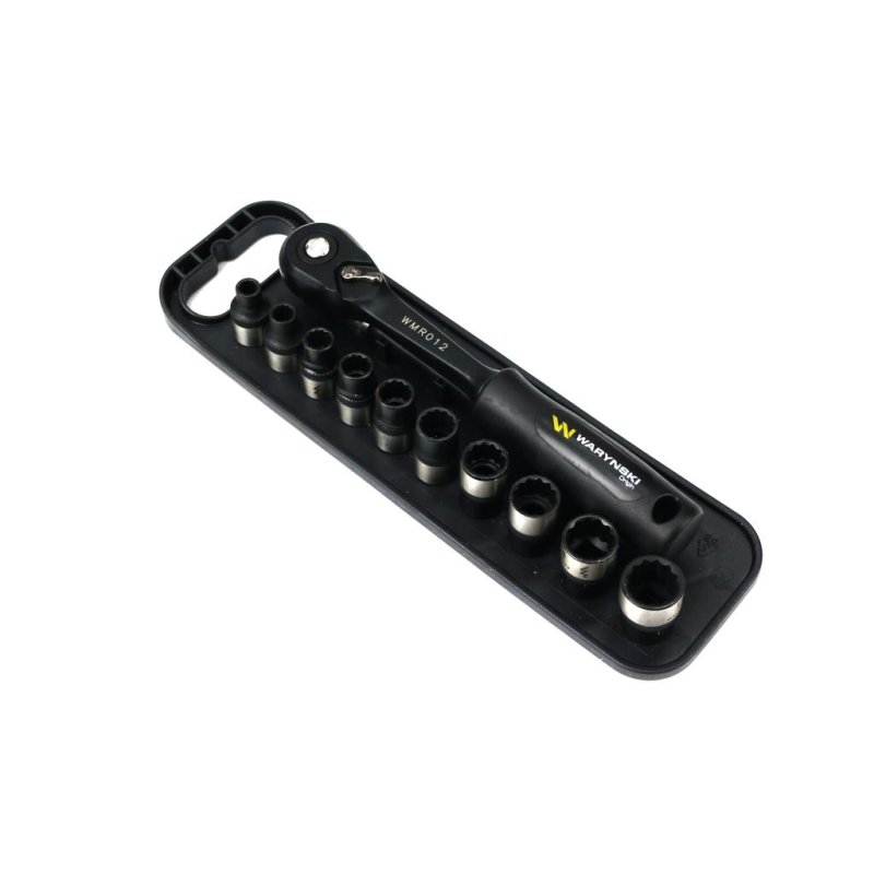 Zestaw 12 el. nasadki 3/8  przedłużka 12.5 cm grzechotka  9 10 11 13 14 Waryński