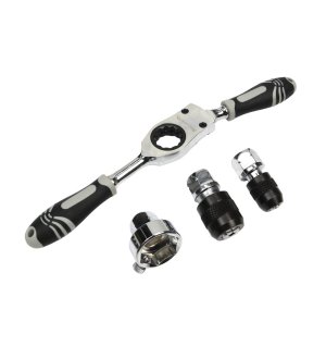 Zestaw grzechotka z oprawką do narzynek 25mm i uchwytami do gwintowników M3-M12 ze stali CrMo Waryński