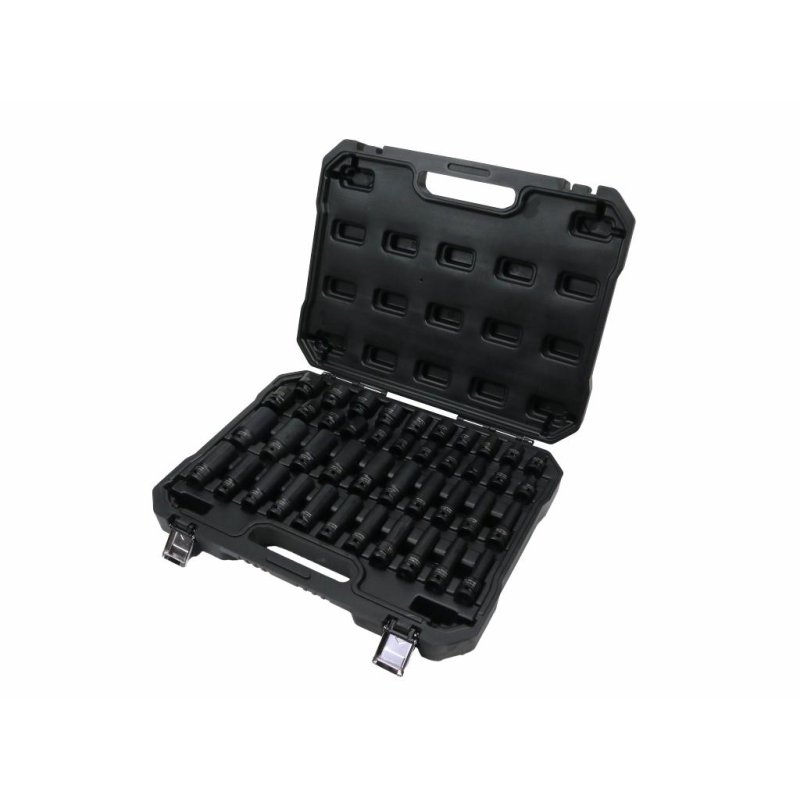 Zestaw nasadek udarowych 1/2 metrycznych i calowych standard i przedłużonych ze stali CrMo 42 el. Waryński