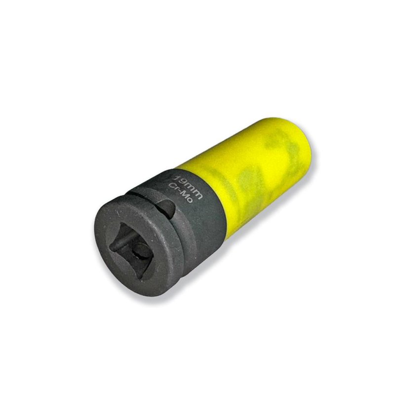 Nasadka udarowa 1/2 ze stali CrMo 19mm z magnesem i osłoną do felg aluminiowych Waryński