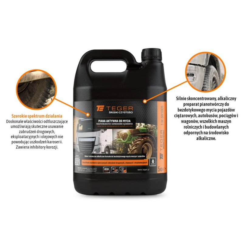 Piana aktywna do mycia maszyn rolniczych i samochodów ciężarowych 5 KG  - koncentrat / TEGER