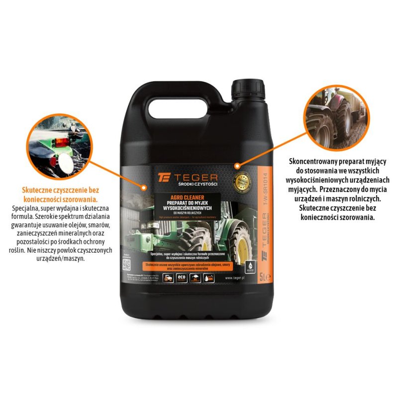 Agro Cleaner Preparat do myjek wysokociśnieniowych - do maszyn rolniczych 5l - koncentrat, TEGER