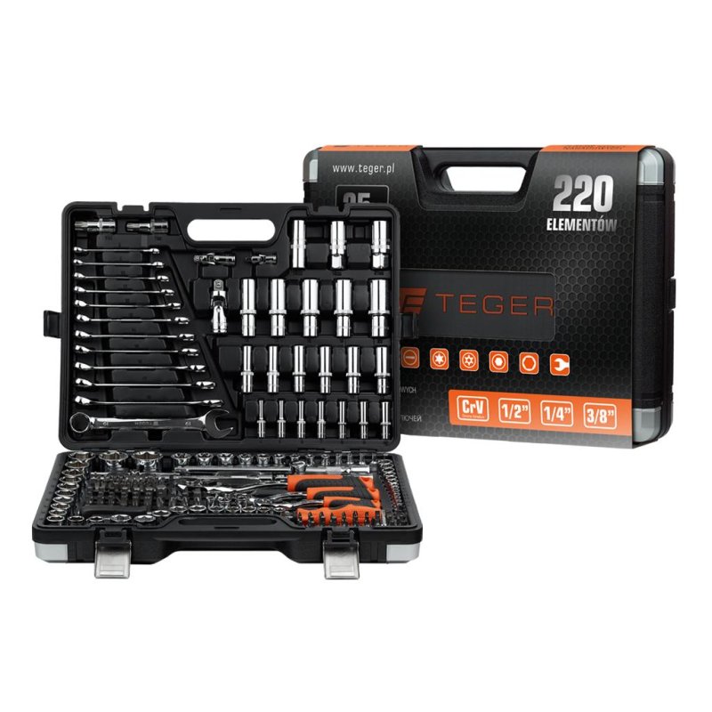 Zestaw kluczy nasadowych 220 szt / TEGER