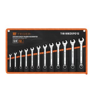 Zestaw kluczy płasko-oczkowych, 7-19 mm, 12 szt, Teger
