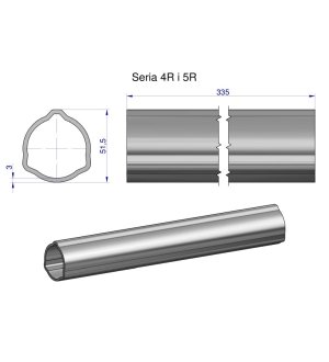 Rura zewnętrzna Seria 4R i 5R do wału 460 przegubowo-teleskopowego 51.5x3 mm 335 mm WARYŃSKI