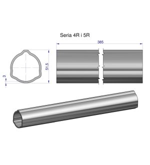 Rura zewnętrzna Seria 4R i 5R do wału 510 przegubowo-teleskopowego 51.5x3 mm 385 mm WARYŃSKI