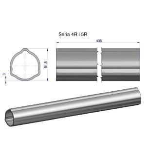 Rura zewnętrzna Seria 4R i 5R do wału 560 przegubowo-teleskopowego 51.5x3 mm 435 mm WARYŃSKI