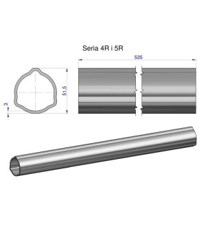 Rura zewnętrzna Seria 4R i 5R do wału 660 przegubowo-teleskopowego 51.5x3 mm 535 mm WARYŃSKI