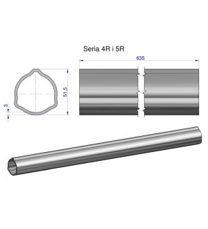Rura zewnętrzna Seria 4R i 5R do wału 760 przegubowo-teleskopowego 51.5x3 mm 635 mm WARYŃSKI