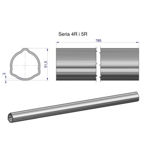 Rura zewnętrzna Seria 4R i 5R do wału 910 przegubowo-teleskopowego 51.5x3 mm 785 mm WARYŃSKI