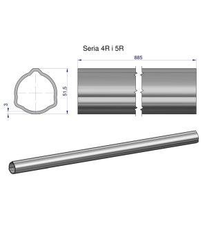 Rura zewnętrzna Seria 4R i 5R do wału 1010 przegubowo-teleskopowego 51.5x3 mm 885 mm WARYŃSKI