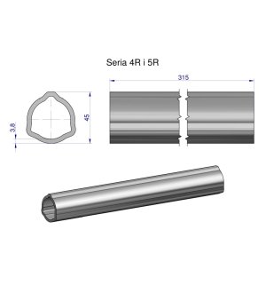 Rura wewnętrzna Seria 4R i 5R do wału 460 przegubowo-teleskopowego 45x3.8 mm 315 mm WARYŃSKI