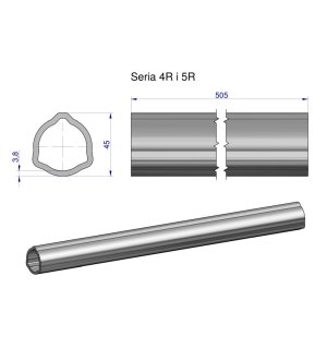 Rura wewnętrzna Seria 4R i 5R do wału 660 przegubowo-teleskopowego 45x3.8 mm 505 mm WARYŃSKI