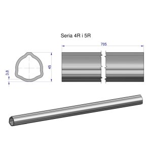 Rura wewnętrzna Seria 4R i 5R do wału 860 przegubowo-teleskopowego 45x3.8 mm 705 mm WARYŃSKI