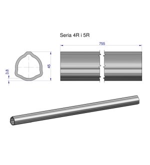 Rura wewnętrzna Seria 4R i 5R do wału 910 przegubowo-teleskopowego 45x3.8 mm 755 mm WARYŃSKI