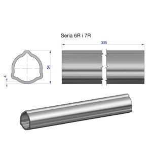 Rura zewnętrzna Seria 6R i 7R do wału 460 przegubowo-teleskopowego 54x4 mm 335 mm WARYŃSKI