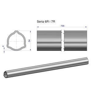 Rura zewnętrzna Seria 6R i 7R do wału 860 przegubowo-teleskopowego 54x4 mm 735 mm WARYŃSKI