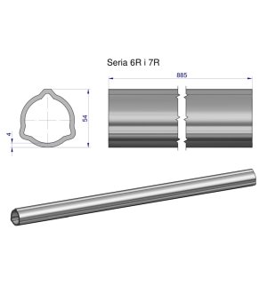 Rura zewnętrzna Seria 6R i 7R do wału 1010 przegubowo-teleskopowego 54x4 mm 885 mm WARYŃSKI