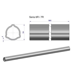 Rura zewnętrzna Seria 6R i 7R do wału 1110 przegubowo-teleskopowego 54x4 mm 985 mm WARYŃSKI