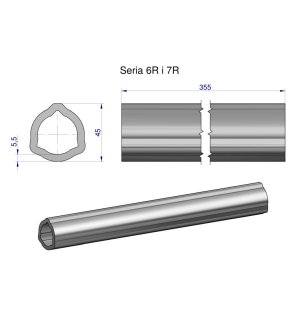 Rura wewnętrzna Seria 6R i 7R do wału 510 przegubowo-teleskopowego 45x5.5mm 355 mm WARYŃSKI