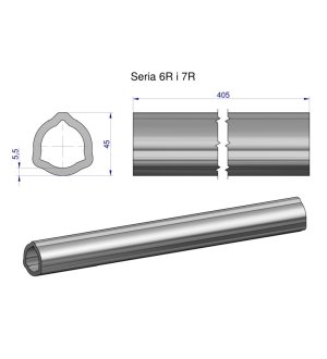 Rura wewnętrzna Seria 6R i 7R do wału 560 przegubowo-teleskopowego 45x5.5mm 405 mm WARYŃSKI