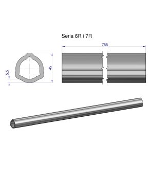 Rura wewnętrzna Seria 6R i 7R do wału 910 przegubowo-teleskopowego 45x5.5mm 755 mm WARYŃSKI